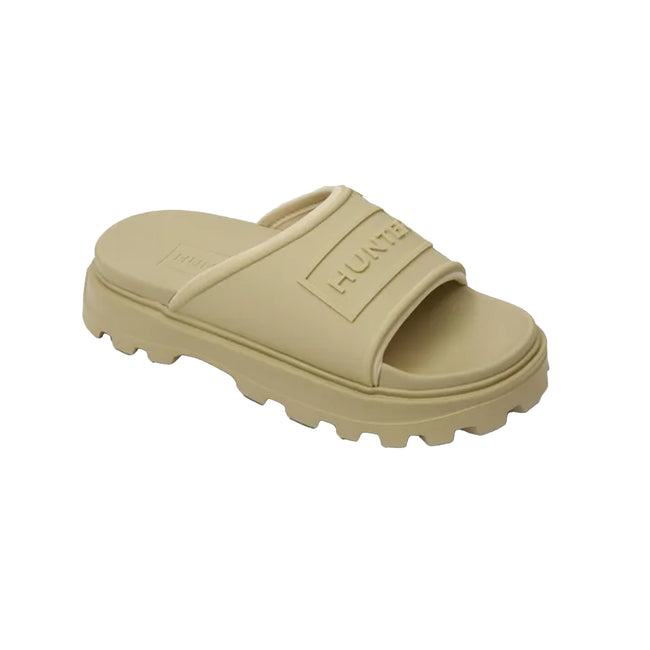 Gravel - Front - Hunter Unisex Adult Stacked Moulded Footbed Sliders