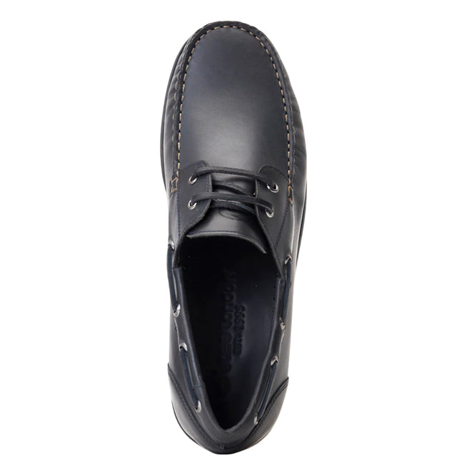 Navy - Pack Shot - Base London Mens Stern Boat Shoes