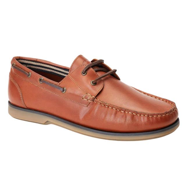 Burnt Tan - Front - Base London Mens Stern Boat Shoes