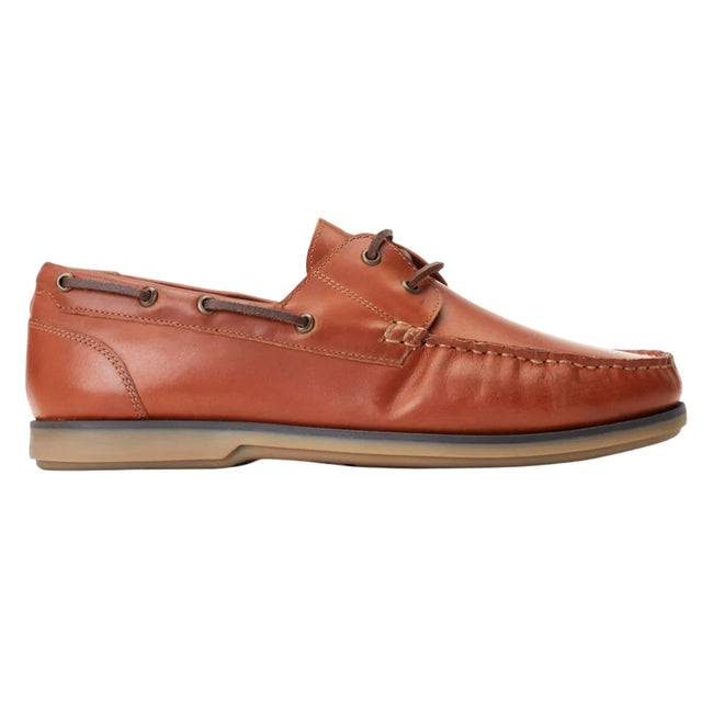 Burnt Tan - Side - Base London Mens Stern Boat Shoes