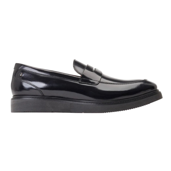 Black - Lifestyle - Base London Mens Sid Leather Penny Loafers