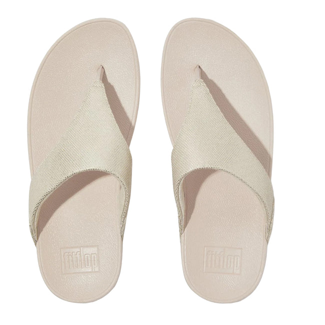 Platino - Pack Shot - FitFlop Womens-Ladies Lulu Glitz Leather Toe Post Sandals