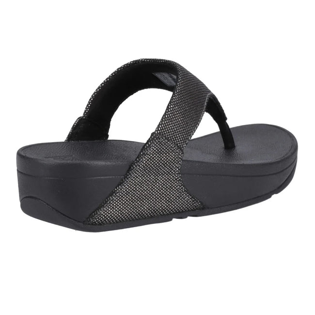 Pewter Black - Back - FitFlop Womens-Ladies Lulu Glitz Leather Toe Post Sandals