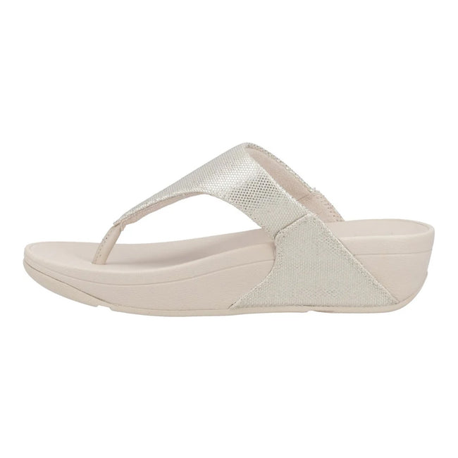 Platino - Side - FitFlop Womens-Ladies Lulu Glitz Leather Toe Post Sandals