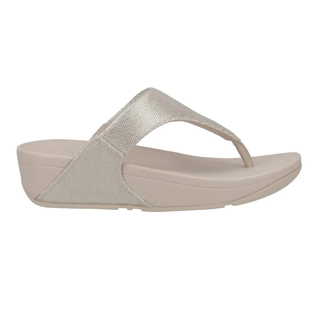 Platino - Lifestyle - FitFlop Womens-Ladies Lulu Glitz Leather Toe Post Sandals