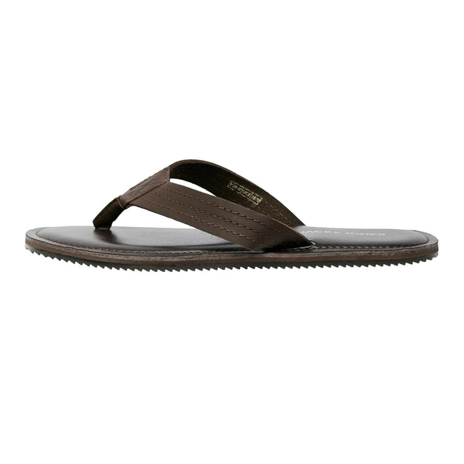Brown Stone - Side - Jack And Jones Mens Washton Leather Flip Flops