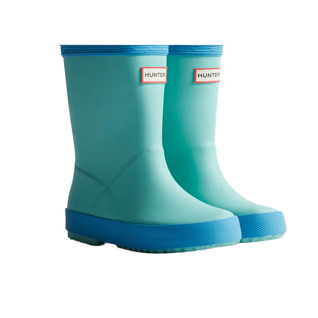 Pool Blue-Blue Bottle - Front - Hunter Childrens-Kids Original First Wellington Boots