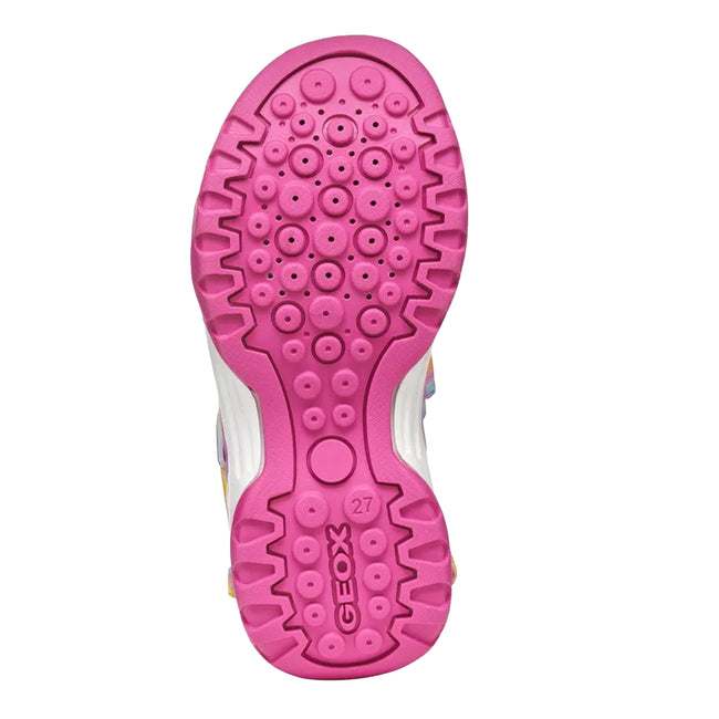 Dark Pink-Multicoloured - Back - Geox Girls J Borealis Sandals