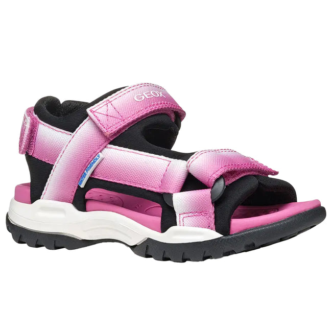 Fuchsia-Black - Front - Geox Girls J Borealis Sandals