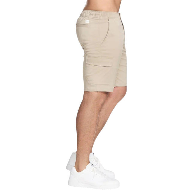 Natural-Silver - Side - Skechers Mens Downtown Cargo Shorts