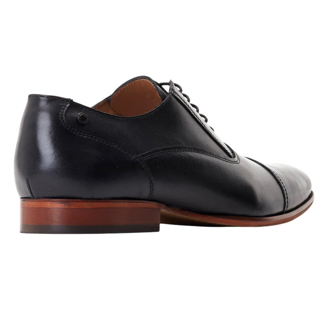Black - Back - Base London Mens Angelo Leather Derby Shoes