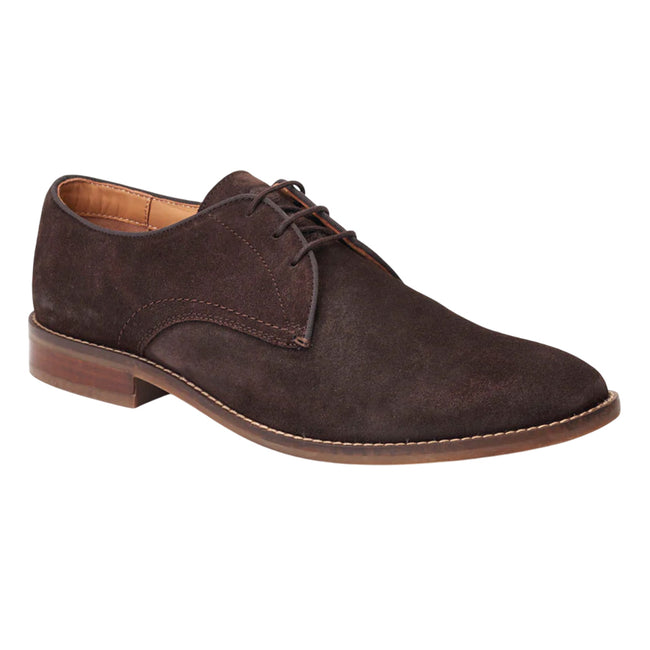 Dark Brown - Front - Base London Mens Bronte Leather Derby Shoes