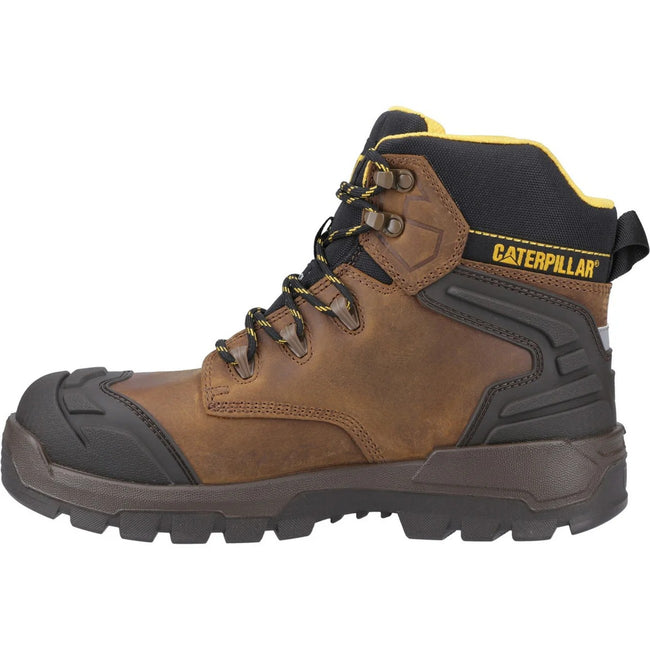 Dark Beige-Black-Yellow - Lifestyle - Caterpillar Mens Striver XL 6 Leather Safety Boots