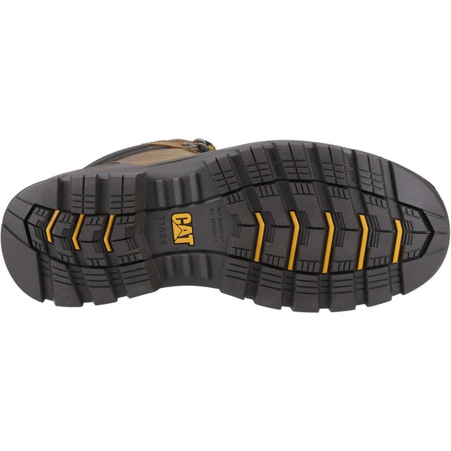 Dark Beige-Black-Yellow - Pack Shot - Caterpillar Mens Striver XL 6 Leather Safety Boots