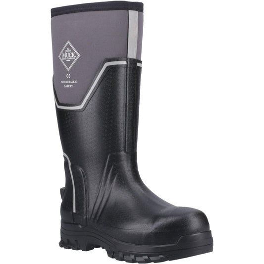 Black-Grey - Front - Muck Boots Unisex Adult Grit Wellington Boots