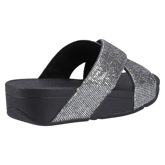 Silver - Back - FitFlop Womens-Ladies Lulu Glitterball Cross Strap Sliders