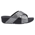 Silver - Side - FitFlop Womens-Ladies Lulu Glitterball Cross Strap Sliders