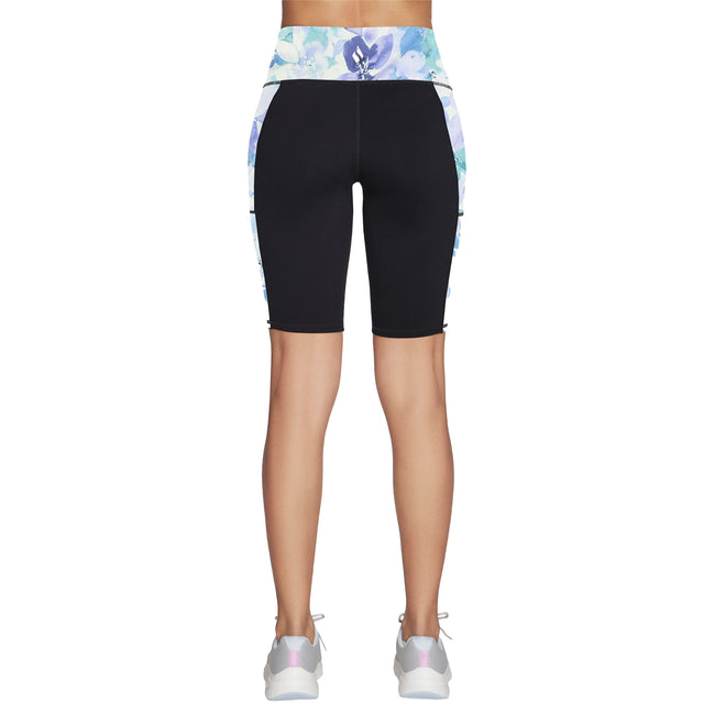 Purple-Turquoise - Back - Skechers Womens-Ladies GoWalk Seascape Floral Biker Shorts