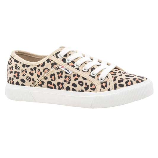 Cream-Leopard - Front - Only Womens-Ladies Onlnicola Trainers