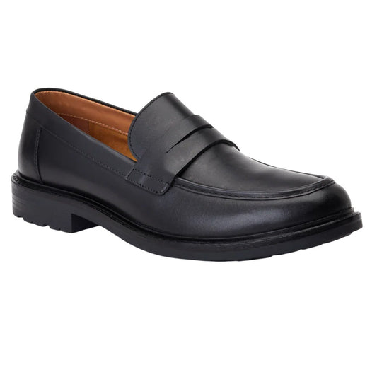Black - Front - Base London Mens Ivey Leather Loafers
