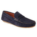 Navy - Front - Base London Mens Collins Driver Suede Loafers