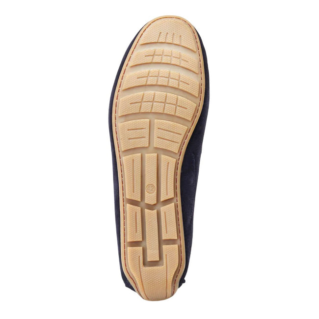 Navy - Side - Base London Mens Collins Driver Suede Loafers