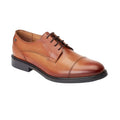 Burnt Tan - Front - Base London Mens Magnus Leather Toe Cap Derby Shoes