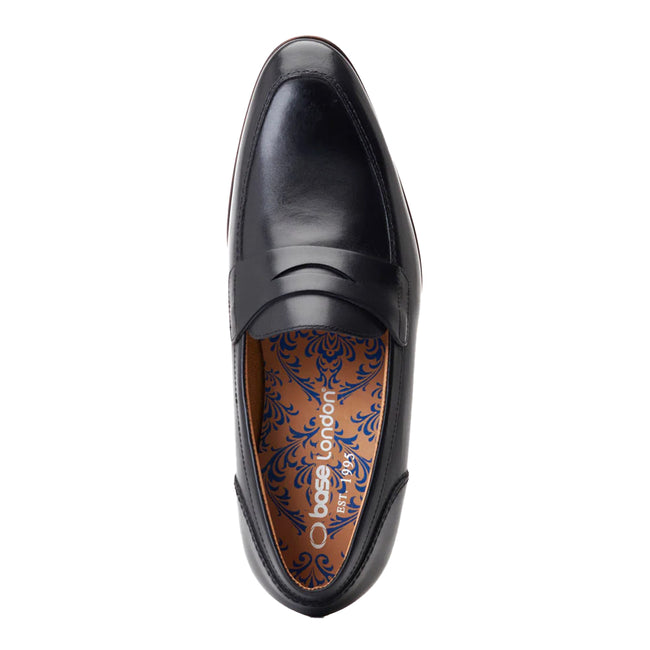 Black - Lifestyle - Base London Mens Bruno Leather Penny Loafers