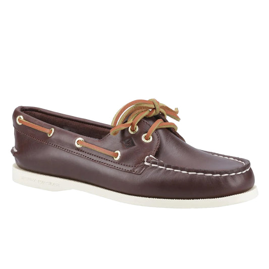 Brown - Front - Sperry Mens Authentic Leather 2 Eyelet Boat Shoes
