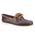 Brown - Front - Sperry Mens Authentic Leather 2 Eyelet Boat Shoes