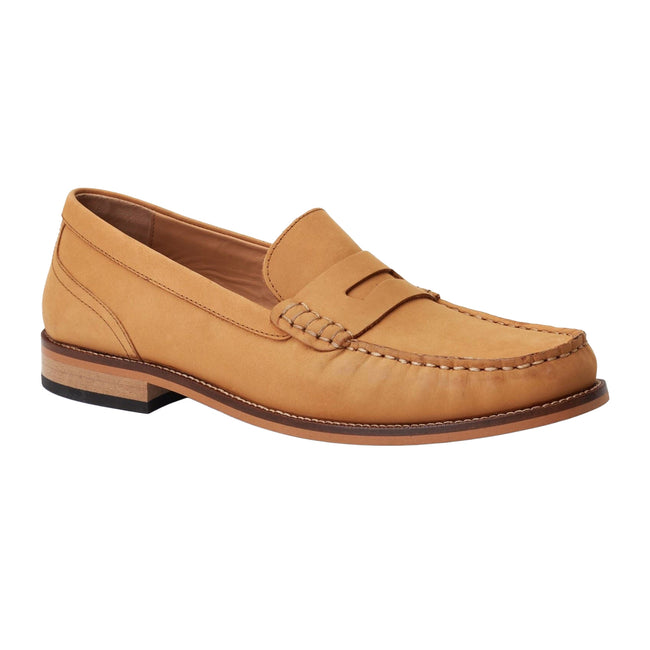 Burnt Tan - Front - Base London Mens Garfield Leather Penny Loafers