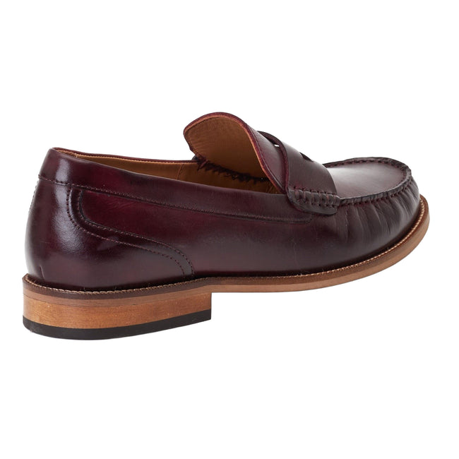 Bordo - Back - Base London Mens Garfield Leather Penny Loafers