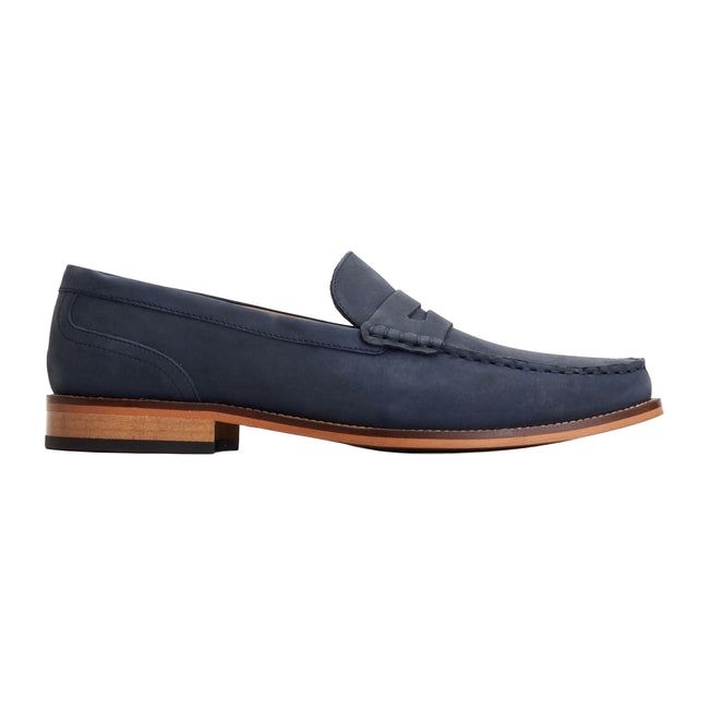 Navy - Lifestyle - Base London Mens Garfield Leather Penny Loafers
