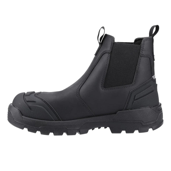 Black-Yellow - Side - Caterpillar Mens Striver XL Grain Leather Safety Boots