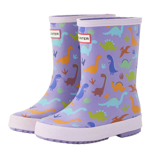 Purple - Front - Hunter Childrens-Kids Dinosaur Wellington Boots