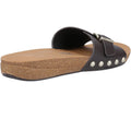 Chocolate Brown - Back - Fit Flop Womens-Ladies Leather Buckle Detail Sliders