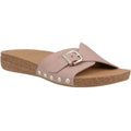 Beige Buff - Front - Fit Flop Womens-Ladies Leather Buckle Detail Sliders