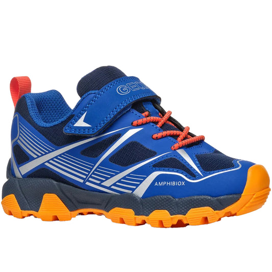 Royal Blue-Orange - Front - Geox Boys Magnetar Abx Trainers