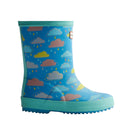 Blue - Back - Hunter Childrens-Kids Rain Cloud Wellington Boots