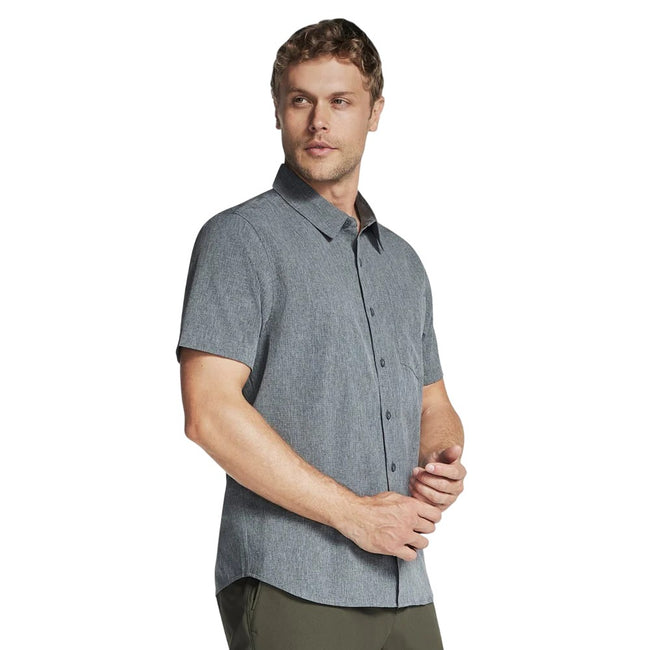 Black-Charcoal - Side - Skechers Mens Go Walk Air Short-Sleeved Shirt