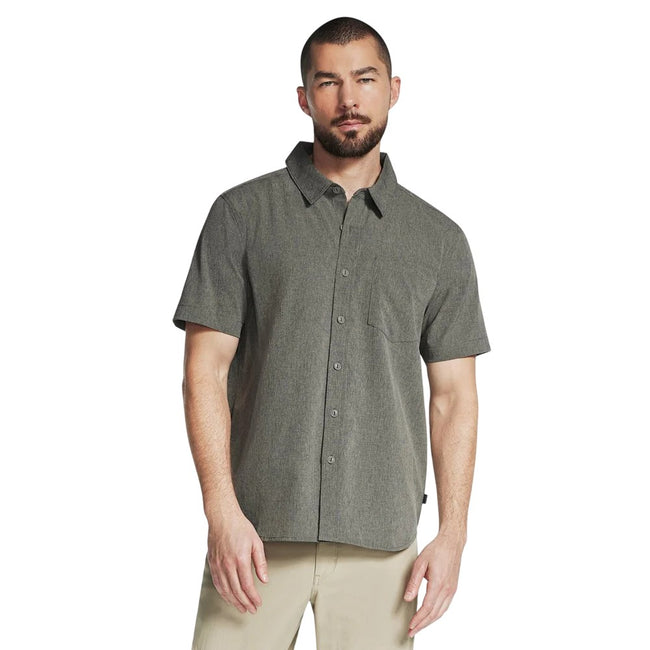 Olive-Grey - Front - Skechers Mens Go Walk Air Short-Sleeved Shirt