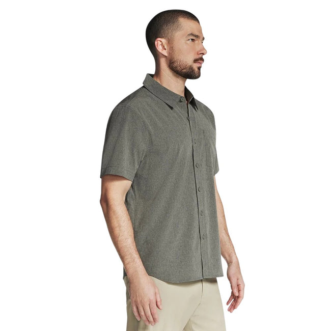 Olive-Grey - Side - Skechers Mens Go Walk Air Short-Sleeved Shirt