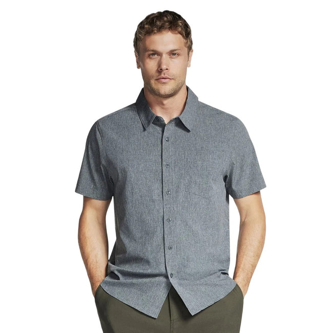 Black-Charcoal - Front - Skechers Mens Go Walk Air Short-Sleeved Shirt
