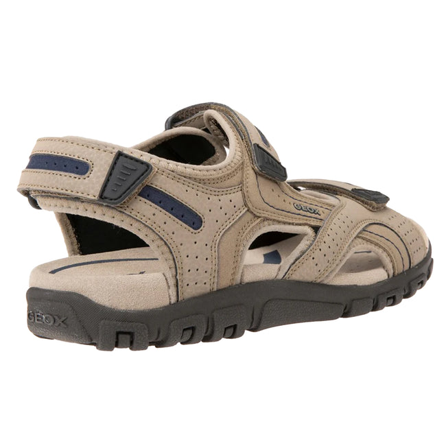 Sand-Navy - Pack Shot - Geox Mens Strada Faux Nubuck Sandals