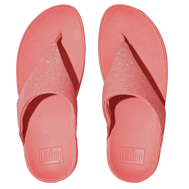 Rosy Coral - Front - FitFlop Womens-Ladies Lulu Shimmerlux Flip Flops