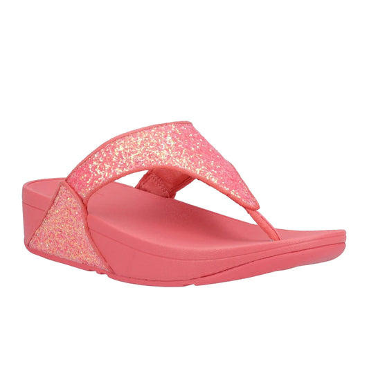Rosy Coral - Front - FitFlop Womens-Ladies Lulu Glitter Flip Flops
