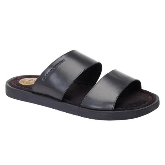 Black - Front - Base London Mens Maven Leather Sandals