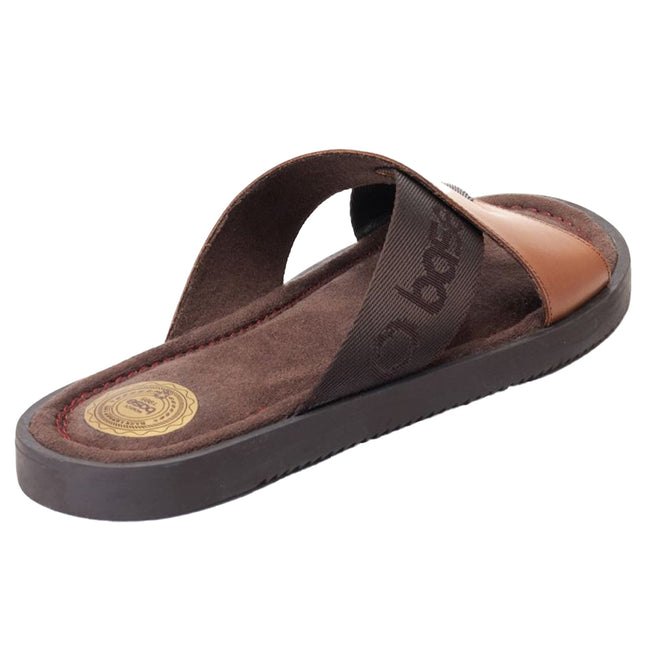 Burnt Tan - Back - Base London Mens Webb Leather Sliders