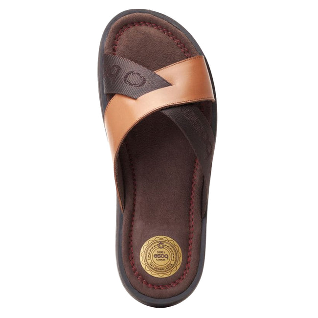 Burnt Tan - Lifestyle - Base London Mens Webb Leather Sliders