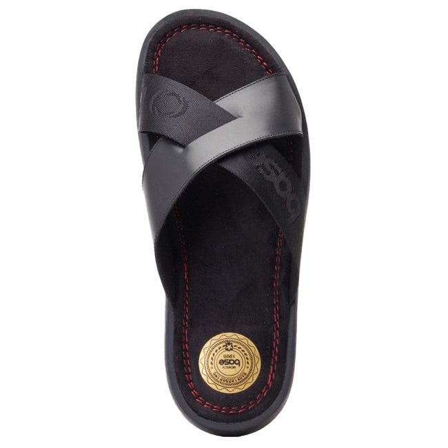 Black - Lifestyle - Base London Mens Webb Leather Sliders